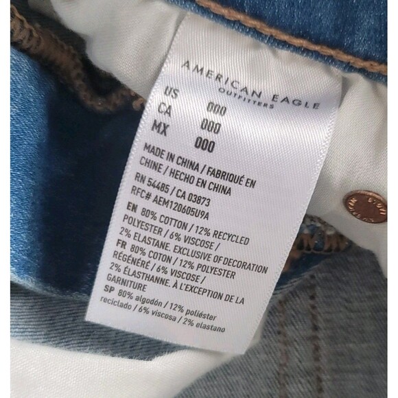 American Eagle Next Level Stretch Midi Shortie Blue Denim shorts Size 000 - Picture 9 of 13